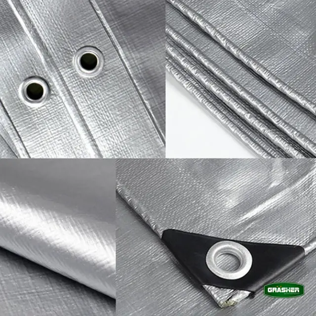 Grasher Αδιάβροχος μουσαμάς-τέντα με κρίκους 120gr/m² 3x5m Γκρί / 100241 3