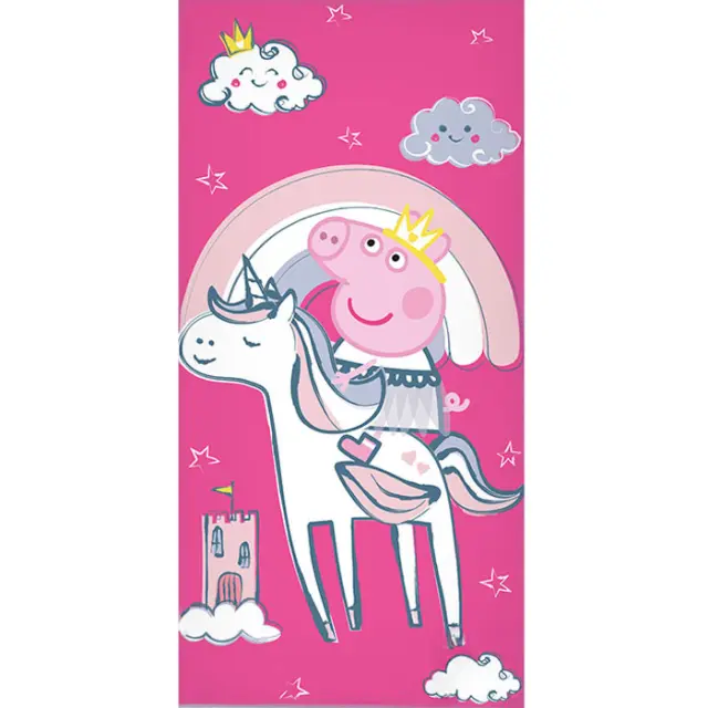 Peppa Pig Unicorn πετσέτα μπάνιου, πετσέτα θαλάσσης 70x140 cm 100% Βαμβάκι Ροζ
