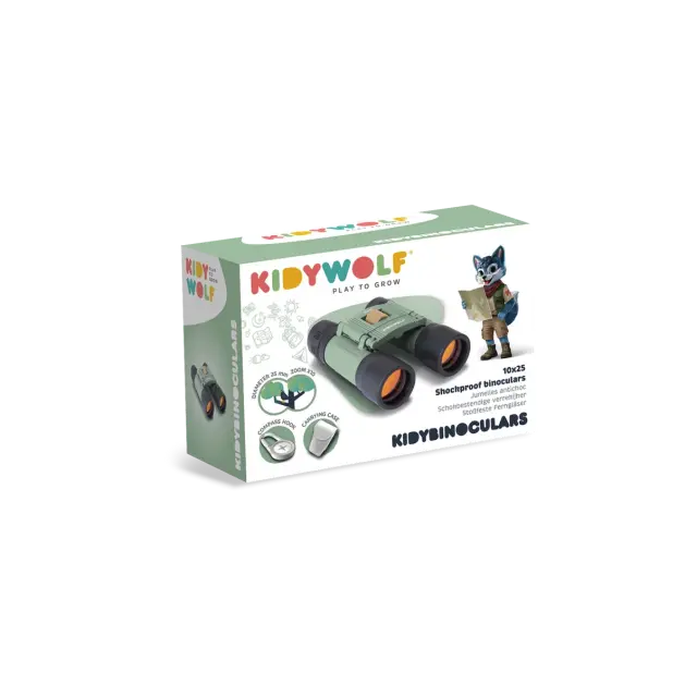 KIDYWOLF KIDYBINOCULARS Παιδικά Κυάλια Εξερεύνησης 10x25 με Πυξίδα, Λουράκι & Θήκη Πράσινο (5+ ετών) 182310 3