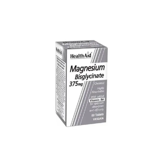 Health Aid | Magnesium Bisglycinate 375mg | Συμπλήρωμα Διατροφής Με Μαγνήσιο Δισγλυγινικό και Βιταμίνη Β6 | 60 Ταμπλέτες