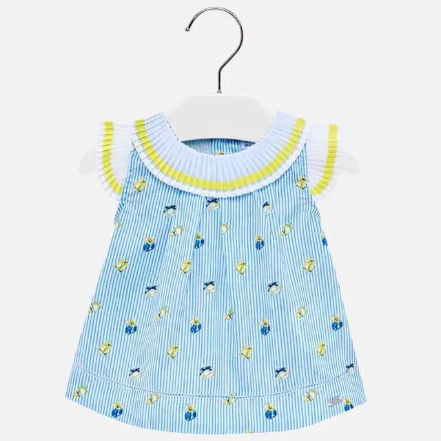 Baby 6 μηνών έως 4 ετών Πουκαμίσα γιακάς πλισέ μπλε - 12M