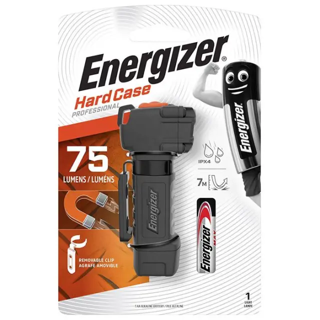 Φακός Energizer Hard Case Professional Multi-Use Light 1xAA, με ενσωματωμένο μαγνήτη και φωτεινότητα 75 lumens.