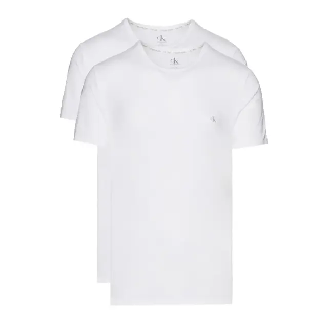 Calvin Klein Ανδρική Φανέλα Κοντό Μανίκι Crew Neck - Διπλό Πακέτο, Χρώμα Λευκό - L