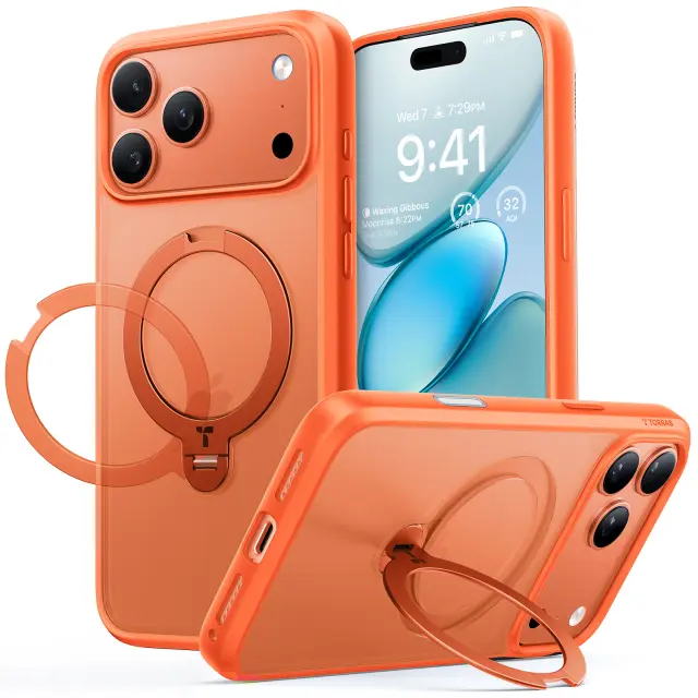 Torras Ostand Q3 Spin, energy orange - iPhone 17 Pro 2