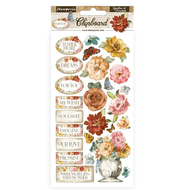 Die Cuts Chipboard Stamperia 15x30cm, Garden of Promises