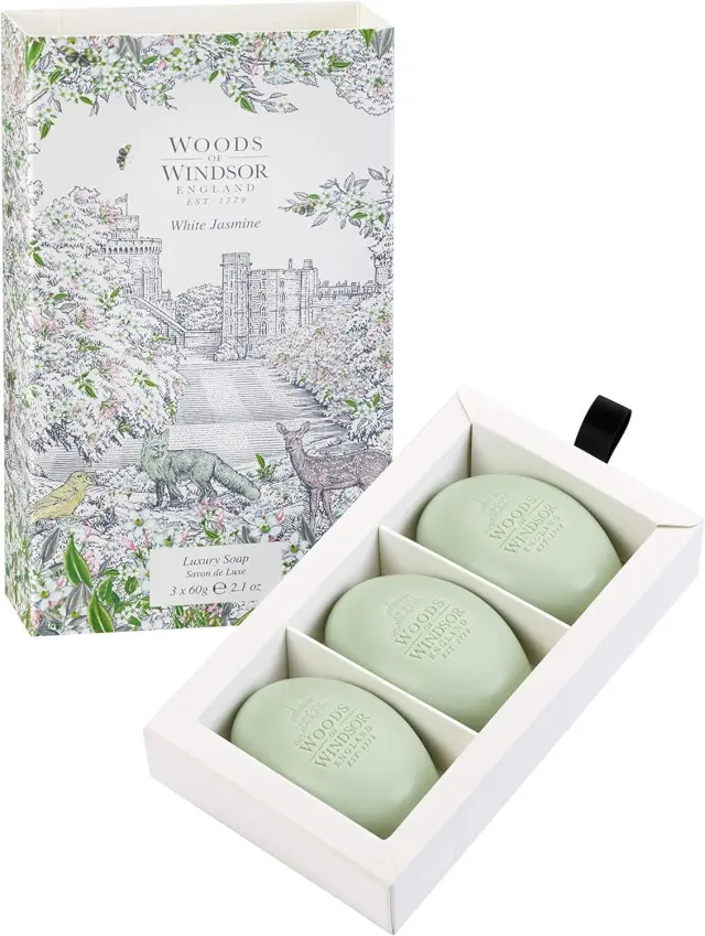 WOODS OF WINDSOR Luxury Soap Jasmine Σαπούνια πολυτελείας με άρωμα Γιασεμί 3 x 60 gr