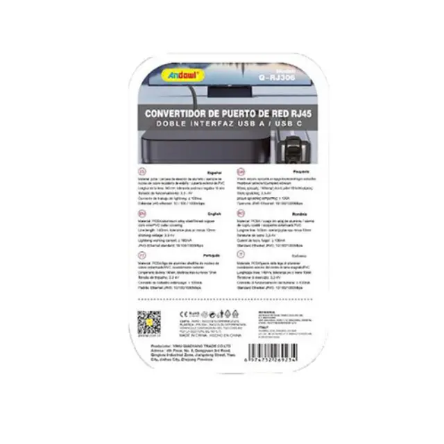 Andowl Q-RJ306 USB-C Αντάπτορας Δικτύου για Ενσύρματη σύνδεση Gigabit Ethernet 2