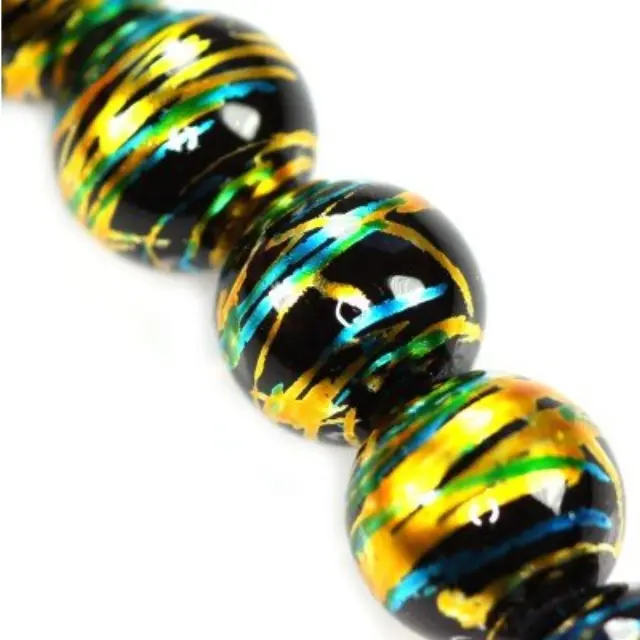 Cosmic Round Black w Gold 12mm ~70τεμ