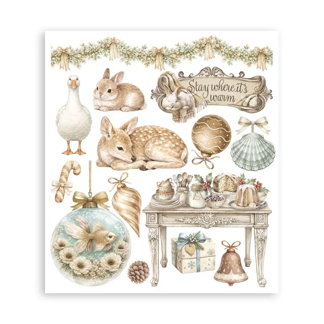 Άλμπουμ χαλκομανίες σετ (Rub-On) 20.5×23cm Stamperia, White Christmas 3