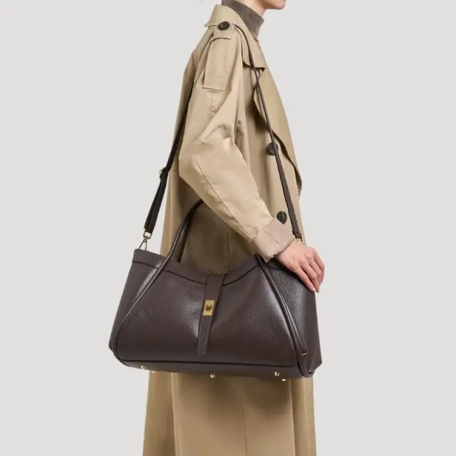 Γυναικεία Δερμάτινη Τσάντα Togo Mayfair Made in Italy 1022450 Καφέ Chocolat - ONESIZE 3
