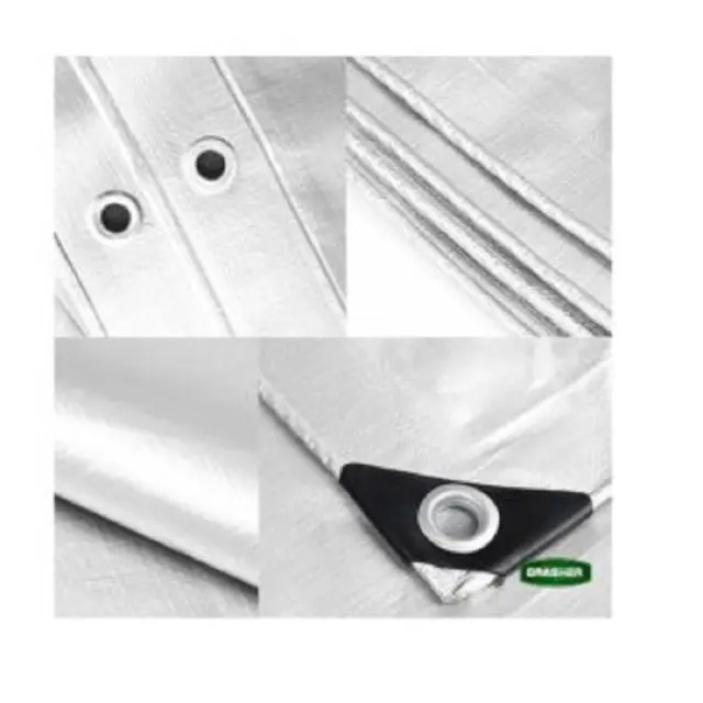 Grasher Αδιάβροχος μουσαμάς-τέντα με κρίκους 190gr/m² 4x5m Λευκό / 103964 2
