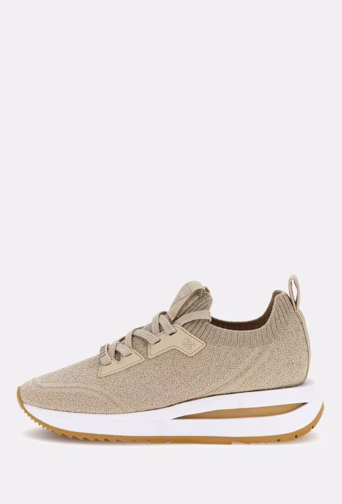 Guess Sneakers Πλεκτό Running Esti Μπεζ Χρυσό Χρυσό 2