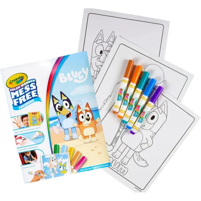 Χρωμοσελίδες Bluey Crayola Colour Wonder με 4 μαρκαδόρους