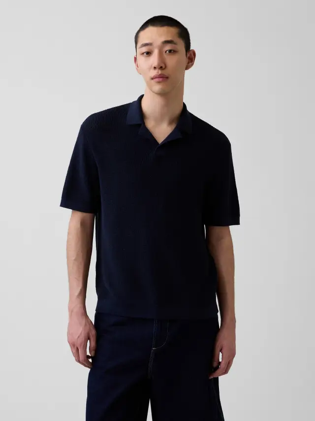 Ανδρική Μπλούζα Polo από Λινό Μείγμα New classic navy blue