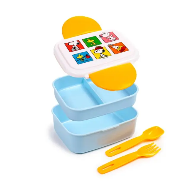Puckator Σετ Δοχεία Φαγητού με κουτάλι & πηρούνι / Stacked Bento Lunch Box with Cutlery: Snoopy 2