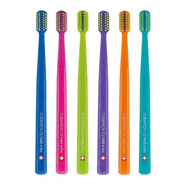 Curaprox | CS 5460 Ortho Ultra Soft | Οδοντόβουρτσα για Σιδεράκια με Glitter Μπλε-Λαχανί |1τεμ 3