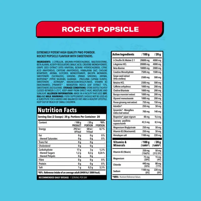 Nanosupps Crave For Rush Preworkout Rocket Popsicle, 400 g 2