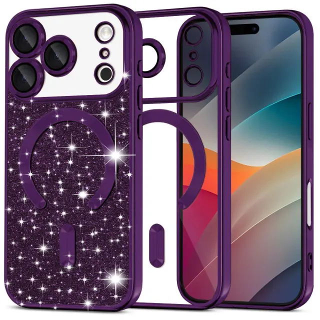 Techsuit® Luxury Glitter MagSafe Θήκη για iPhone 17 Pro Max/18 Pro Max- Deep Purple