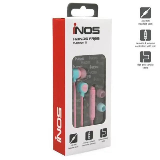 Hands Free Stereo inos 3.5mm Flatron II με Μικρά Ακουστικά Ροζ-Φυστικί N63801