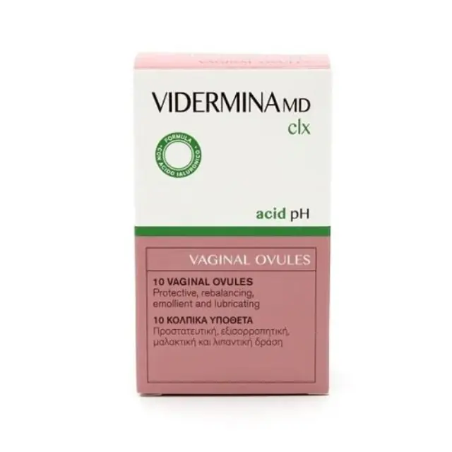 VIDERMINA CLX Vaginals Ovules Κολπικά Υπόθετα με Μαλακτική, Καταπραϋντική και Εξισορροπιστική Δράση, 10 τεμάχια