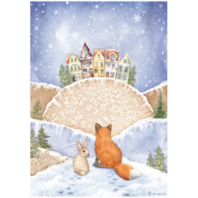 Ριζόχαρτο decoupage χριστουγεννιάτικο Stamperia 21x29cm, Winter Valley, Fox and bunny