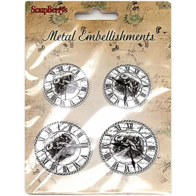 Χάρτινα Διακοσμητικά με Διπλόκαρφα - Set of Clock - 35-43mm - 4τεμ