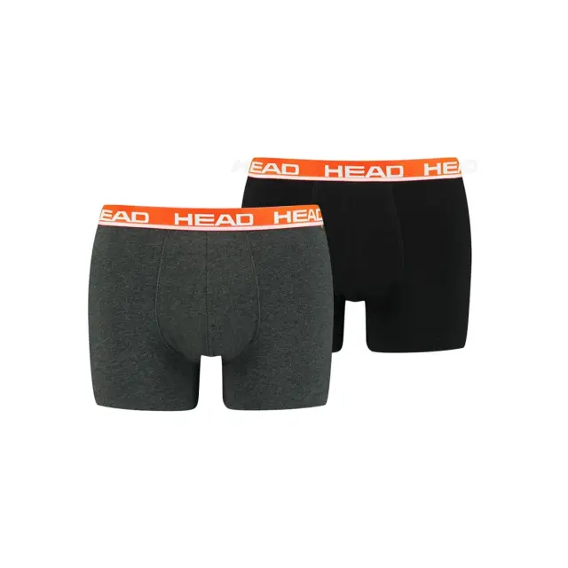 HEAD Ανδρικό Boxer Super Soft Cotton - Διπλό Πακέτο, Χρώμα Γκρι-Κόκκινο