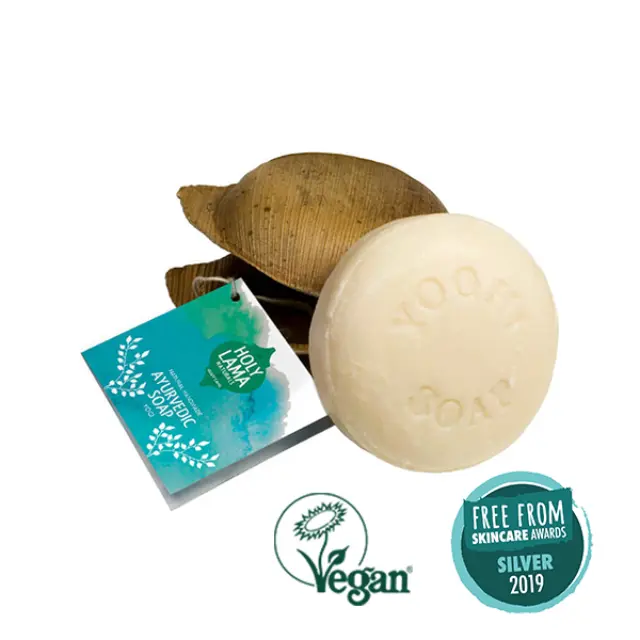 Αγιουρβεδικό Χειροποίητο Σαπούνι Holy Lama Yogi Neem Vegan σε φύλλο φοίνικα 100g 2