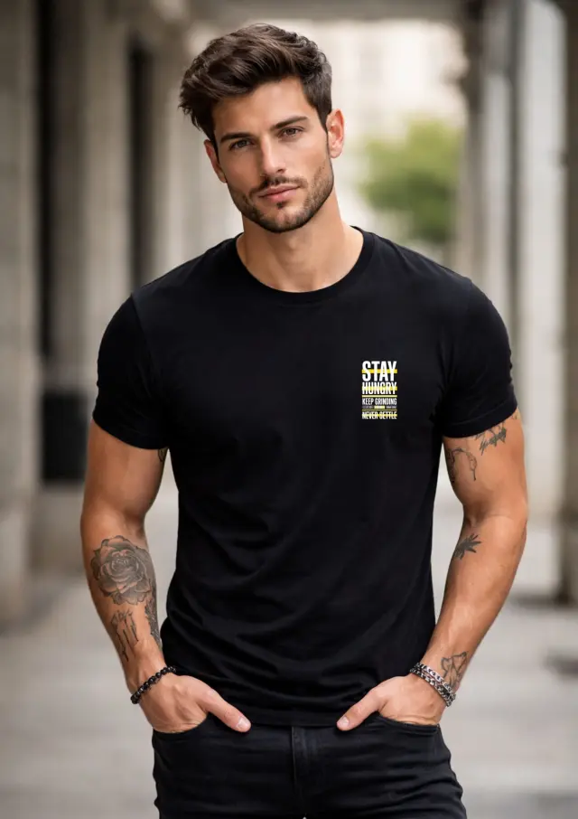 T-shirt Noshame® Μαύρο με τύπωμα Stay Hungry - 152621 - XXL 2