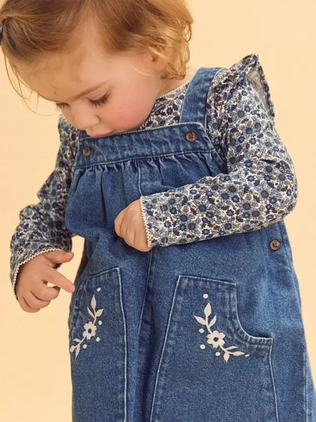 Βρεφικό Σετ για Κορίτσια Floral Denim ΜΠΛΕ 2