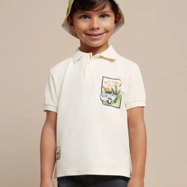 Baby 6 μηνών έως 4 ετών Πόλο Better Cotton άσπρο