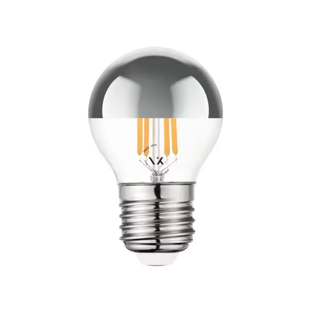 5 Τεμάχια Λάμπες led E27 μίνι σφαίρα Filament ασημί 4.5W 2700Κ Dimmable 05121/D/E/ST/W
