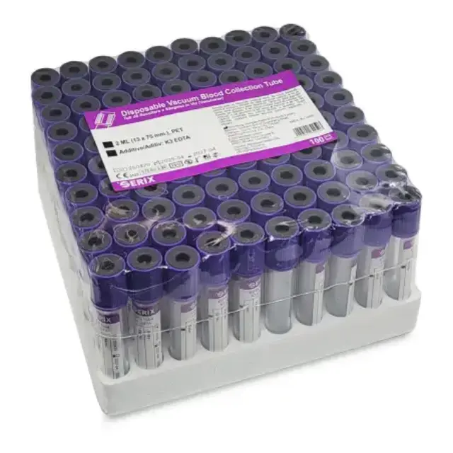 Vacutainer Αιματολογικών – K3 EDTA, Μωβ Πώμα, PET, Serix (100 τεμ.) 2ml 2