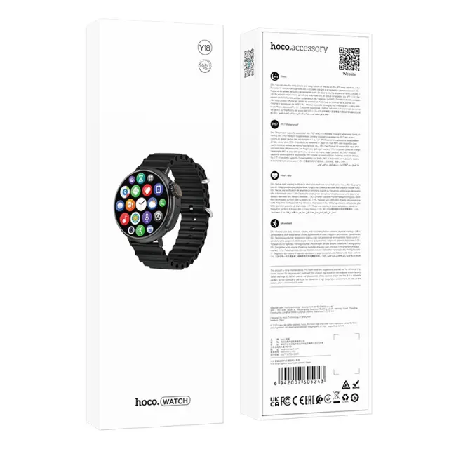 Smartwatch Hoco Y18 IP67 IPS Οθόνη 1.52" 300mAh V5.1 με Δυνατότητα Κλήσεων Μαύρο 2