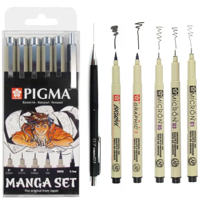 Σετ Μαρκαδόροι + Μολύβι Sakura Pigma Manga - 6τεμ