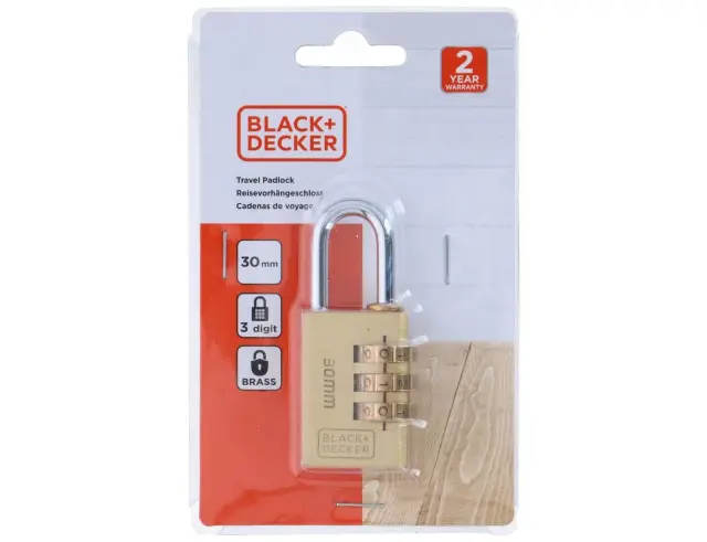 Λουκέτο ασφαλείας Black+Decker με συνδυασμό 3 ψηφίων - 30mm 8301100000000000 3