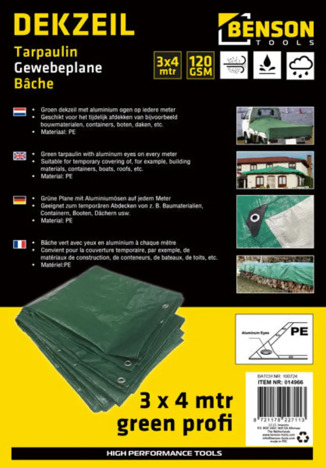 Tarpaulin 3 x 4 m green profi