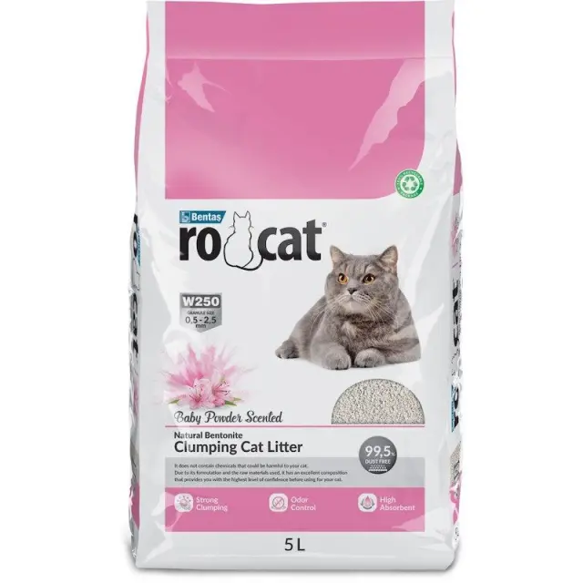 RoCat Baby Powder Cat Litter - Άμμος Γάτας με Άρωμα Baby Powder - 5lt