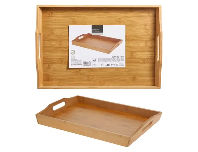 Δίσκος σερβιρίσματος από Ξύλο Bamboo, με λαβές και διαστάσεις 43.7x29.5x5.5cm BA2000100 2