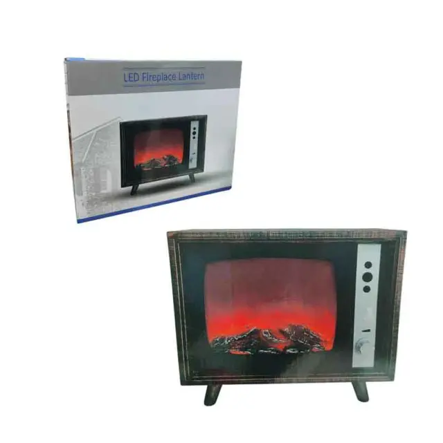 Διακοσμητικό Τζάκι LED σε Σχέδιο Τηλεόρασης – LED Fireplace Lantern Retro TV Design 094021