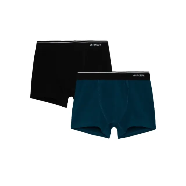 Minerva Παιδικό Boxer Αγόρι Μονόχρωμο - Διπλό Πακέτο, Χρώμα Μαύρο-Πετρόλ - 8 Y