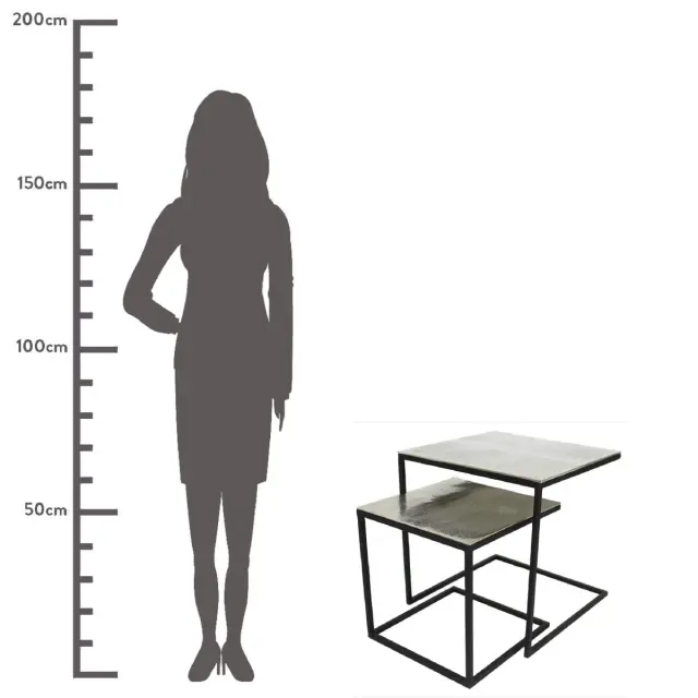 Τραπεζάκι Ασημί Αλουμίνιο 50x50x50cm Σετ 2Τμχ 3