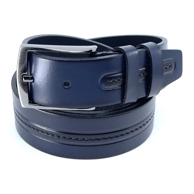Μπλε Δερμάτινη Ζώνη Full Grain 3,5 cm - 105cm