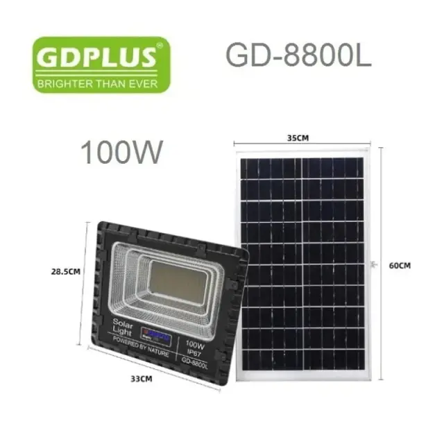 GDPlus Ηλιακός προβολέας τοίχου με τηλεχειριστήριο 100W GD-8800L - Solar Flood Light 47187 2