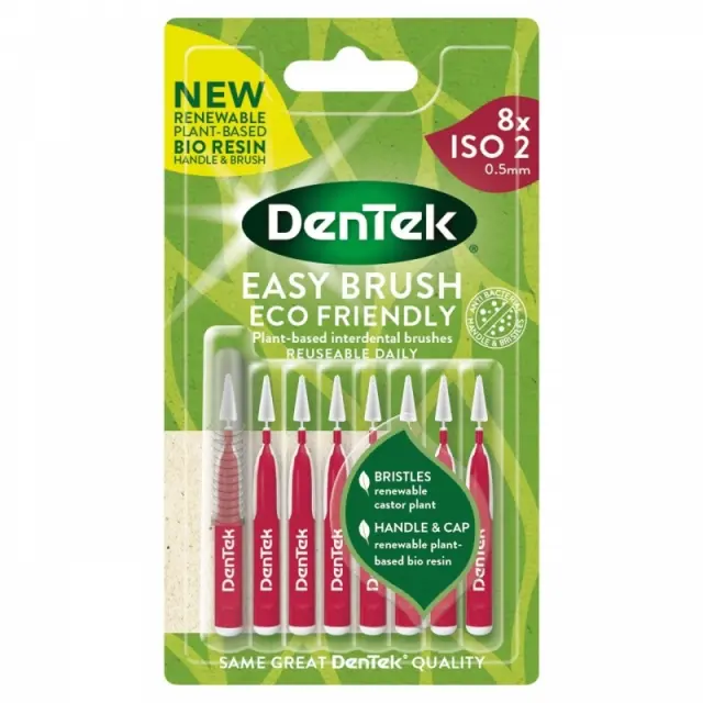 Dentek Easy Brush Interdental Brushes Size/ISO 2 Μεσοδόντια Βουρτσάκια με Λαβή 0,5mm 8τμχ