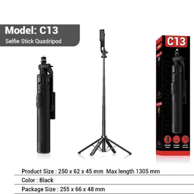 Selfie Stick Τετράποδο με Ασύρματο Χειριστήριο C13 2