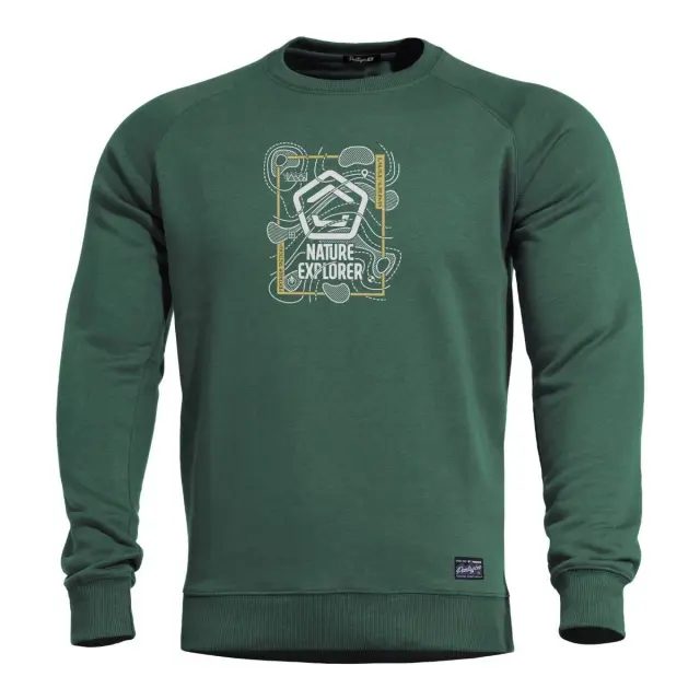 Pentagon Hawk Sweater "NATURE EXPLORER"-Μπλούζα Φούτερ για Καθημερινή Χρήση - 83-SprinBok Green-Πράσινο Σκούρο