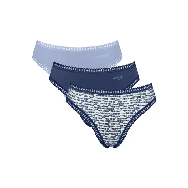 Sloggi Γυναικείο Slip GO Crush High Leg - Τριπλό Πακέτο, Χρώμα Πολύχρωμο-Μπλε-Γαλάζιο - S