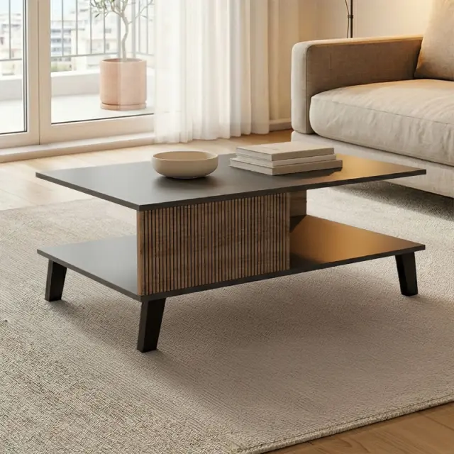 Τραπεζάκι σαλονιού Tuscany pakoworld sonoma-ανθρακί 83x54x34εκ