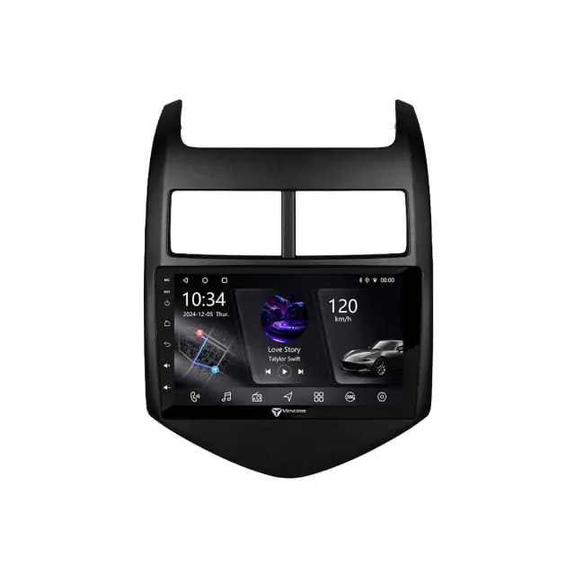 VenCore Οθόνη Multimedia Android 15 9" PX5S Octa-Core 2GB/32GB IPS με Πρόσοψη, CarPlay, Android Auto και Υποστήριξη Κάμερας 360° για Chevrolet Aveo 2011-2017 – Μαύρη (3236-10005-0243B) 2
